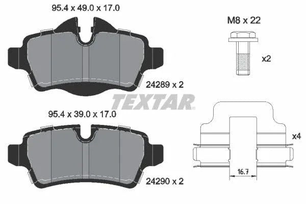 Textar Brake Pads Full Set Of 4 Rear With Brake Caliper Screws With Accessories 2428901 - image 4