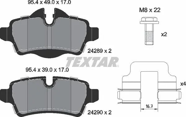 Textar Brake Pads Full Set Of 4 Rear With Brake Caliper Screws With Accessories 2428901 - image 5