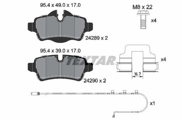 Textar Brake Pads Full Set Of 4 Rear With Brake Caliper Screws With Accessories 2428904 - image 4