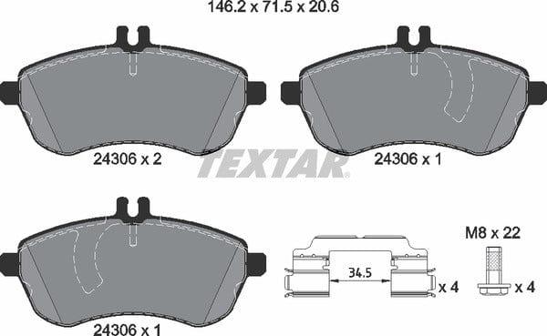 Textar Brake Pads Full Set Of 4 Front With Brake Caliper Screws With Accessories 2430601 - image 5