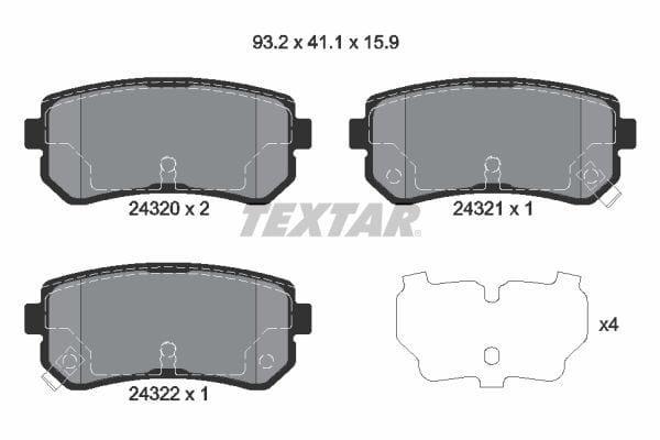 Textar Brake Pads Set Brake Pads Full Set Of 4 Rear 2432001 - image 4