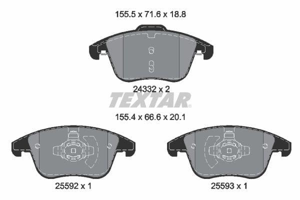 Textar Brake Pads Full Set Of 4 Front 2433205 - image 4