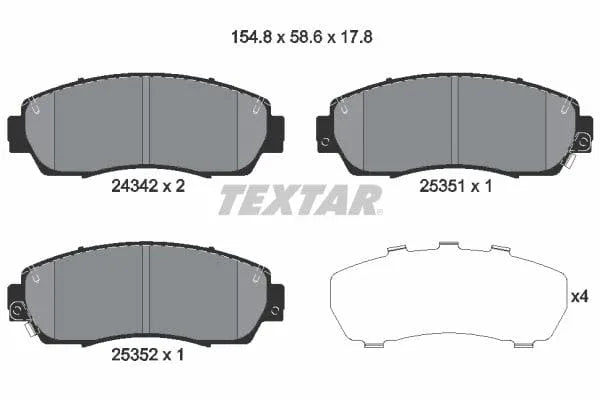 Textar Brake Pads Full Set Of 4 Front 2434201 - image 4