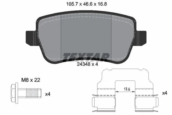 Textar Brake Pads Set Brake Pads Full Set Of 4 Rear 2434801 - image 4