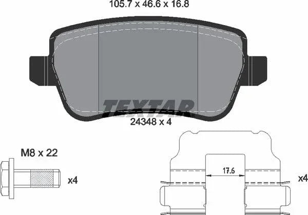 Textar Brake Pads Set Brake Pads Full Set Of 4 Rear 2434801 - image 5