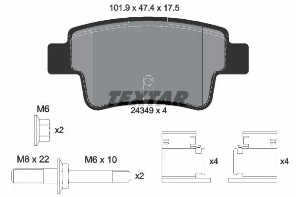 Textar Brake Pads Full Set Of 4 Rear With Brake Caliper Screws With Accessories 2434903 - image 4