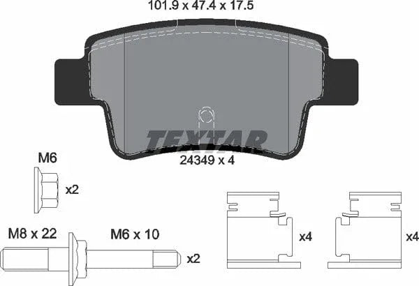 Textar Brake Pads Full Set Of 4 Rear With Brake Caliper Screws With Accessories 2434903 - image 5