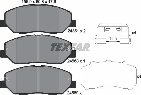 Textar Brake Pads Full Set Of 4 Front 2435101 - image 5