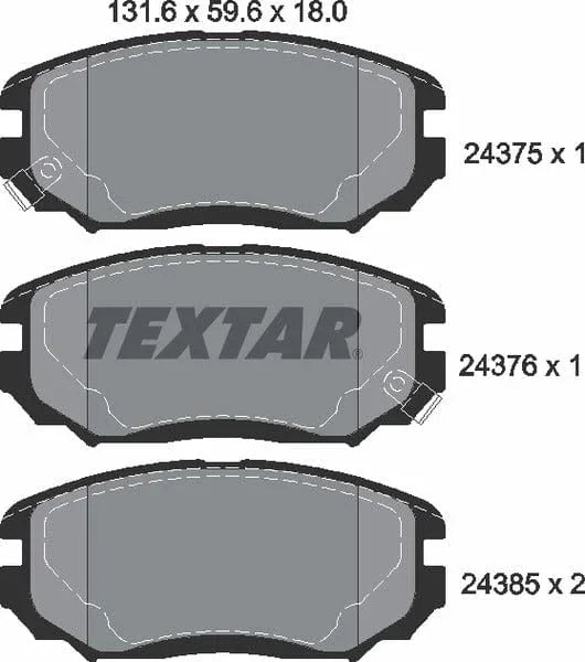 Textar Brake Pads Full Set Of 4 Front 2437501 - image 5