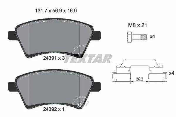 Textar Brake Pads Full Set Of 4 Front 2439101 - image 4