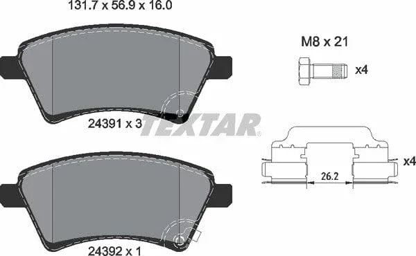 Textar Brake Pads Full Set Of 4 Front 2439101 - image 5