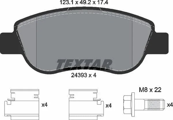 Textar Brake Pads Full Set Of 4 Front With Brake Caliper Screws With Accessories 2439301 - image 5
