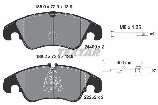 Textar Brake Pads Full Set Of 4 Front With Brake Caliper Screws 2440903 - OEM Quality Replacement - image 4
