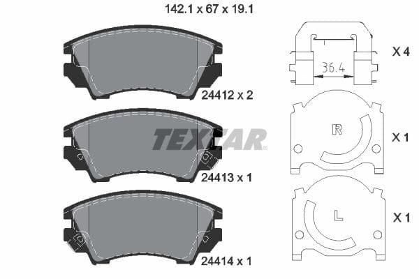 Textar Brake Pads Full Set Of 4 Front 2441201 - image 4