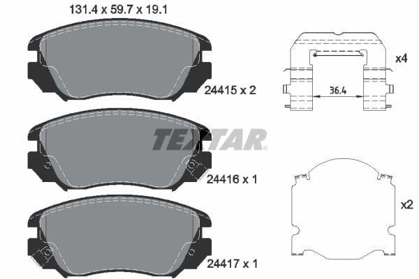 Textar Brake Pads Full Set Of 4 Front 2441501 - image 4