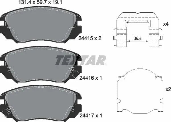 Textar Brake Pads Full Set Of 4 Front 2441501 - image 5