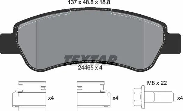 Textar Brake Pads Full Set Of 4 Rear With Bolts Screws With Accessories 2446501 - image 5