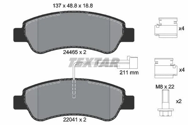 Textar Brake Pads Full Set Of 4 Rear With Brake Caliper Screws With Accessories 2446503 - image 4