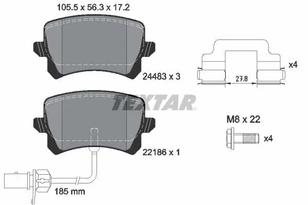 Textar Brake Pads Full Set Of 4 Rear With Brake Caliper Screws With Accessories 2448307 - image 4