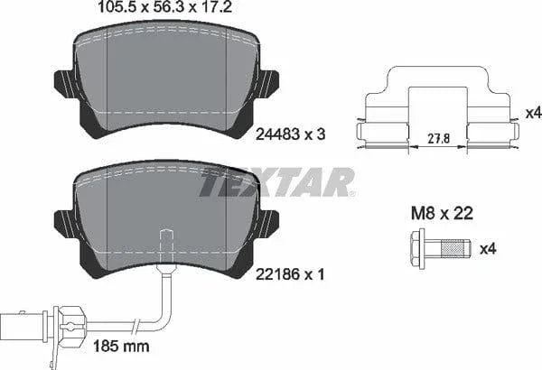 Textar Brake Pads Full Set Of 4 Rear With Brake Caliper Screws With Accessories 2448307 - image 5