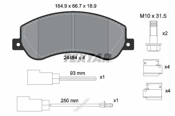 Textar Brake Pads Full Set Of 4 Front With Brake Caliper Screws With Accessories 2448401 - image 4