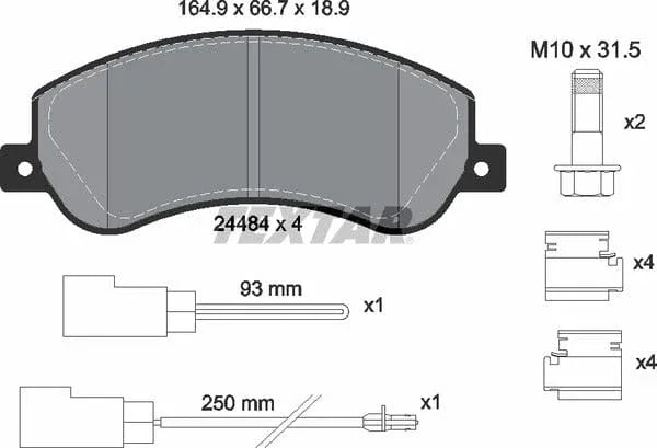 Textar Brake Pads Full Set Of 4 Front With Brake Caliper Screws With Accessories 2448401 - image 5