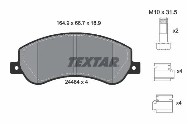 Textar Brake Pads Full Set Of 4 Front With Brake Caliper Screws With Accessories 2448404 - image 4