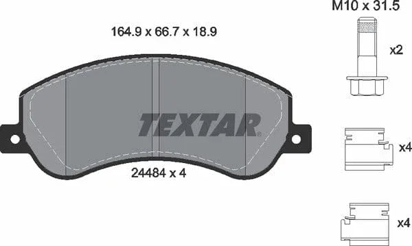 Textar Brake Pads Full Set Of 4 Front With Brake Caliper Screws With Accessories 2448404 - image 5