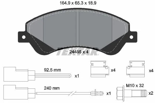 Textar Brake Pads Full Set Of 4 Front With Brake Caliper Screws With Accessories 2448501 - image 4