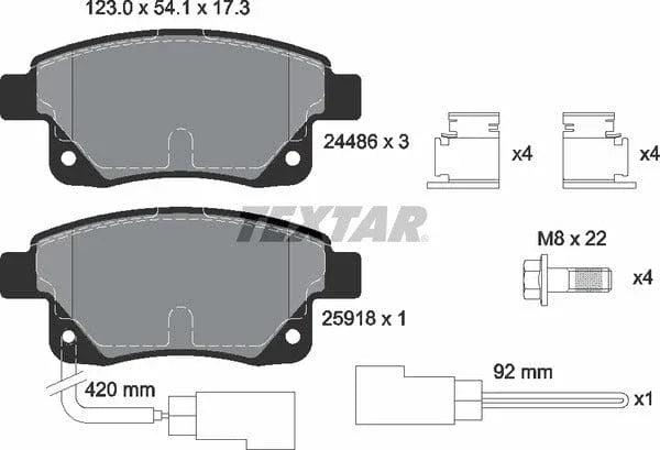 Textar Brake Pads Full Set Of 4 Rear With Brake Caliper Screws With Accessories 2448601 - image 5