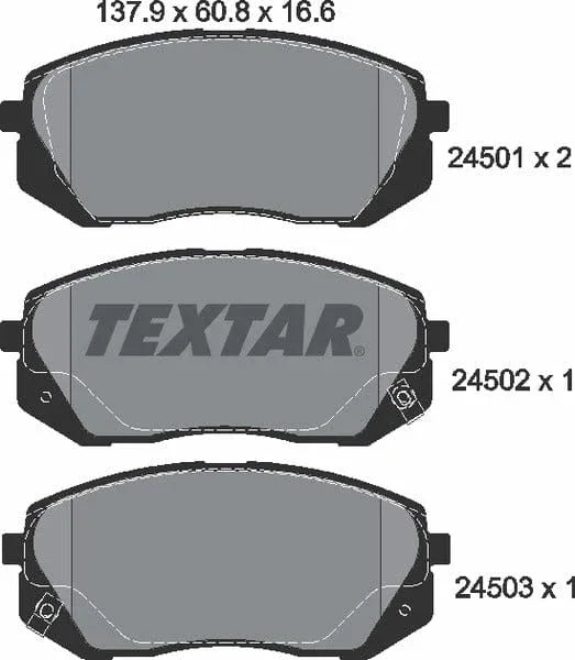 Textar Brake Pads Full Set Of 4 Front 2450101 - image 5