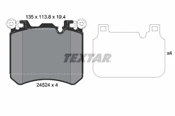 Textar Brake Pads Full Set Of 4 Front With Counterweights 2452401 - image 4