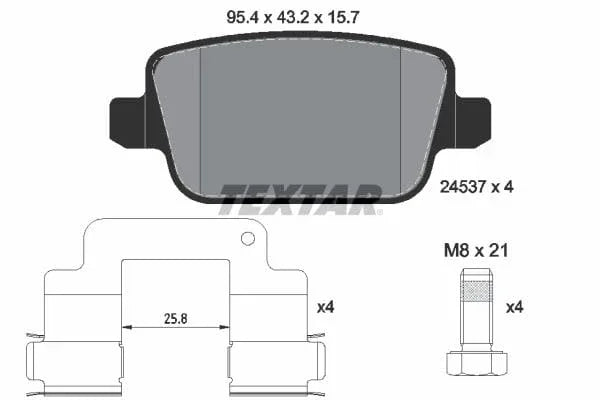 Textar Brake Pads Full Set Of 4 Rear With Brake Caliper Screws With Accessories 2453701 - image 4