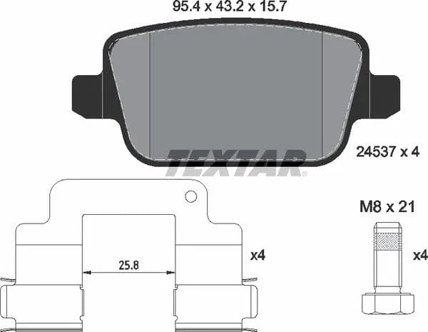 Textar Brake Pads Full Set Of 4 Rear With Brake Caliper Screws With Accessories 2453701 - image 5