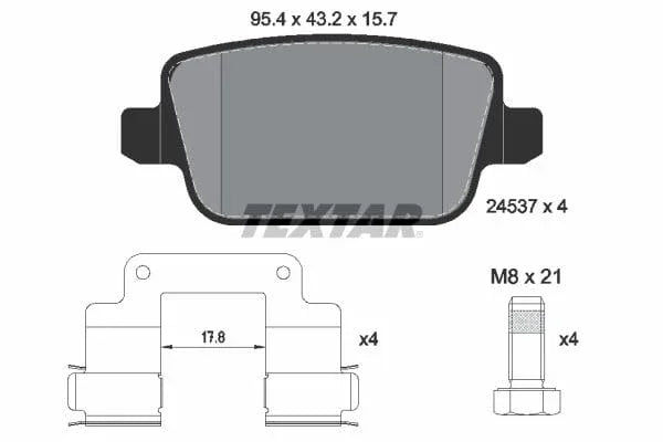 Textar Brake Pads Full Set Of 4 Rear With Brake Caliper Screws With Accessories 2453702 - image 4