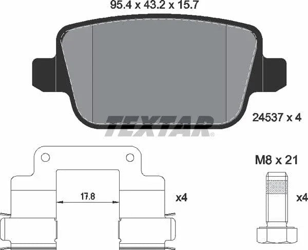 Textar Brake Pads Full Set Of 4 Rear With Brake Caliper Screws With Accessories 2453702 - image 5