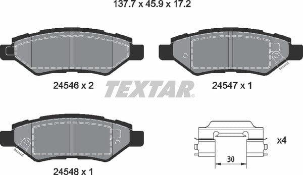 Textar Brake Pads Full Set Of 4 Rear With Accessories 2454601 - image 5