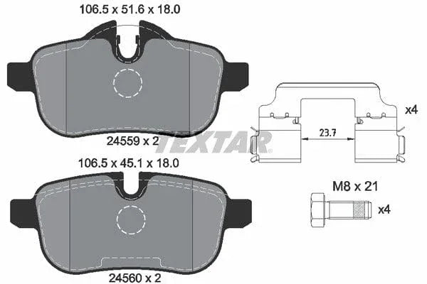 Textar Brake Pads Full Set Of 4 Rear With Brake Caliper Screws With Accessories 2455901 - image 5