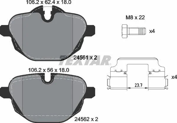 Textar Brake Pads Full Set Of 4 Rear With Brake Caliper Screws With Accessories 2456101 - OEM Quality Replacement - image 5