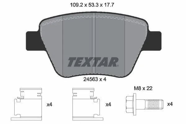 Textar Brake Pads Full Set Of 4 Rear With Brake Caliper Screws With Accessories 2456301 - OEM Quality Replacement - image 4