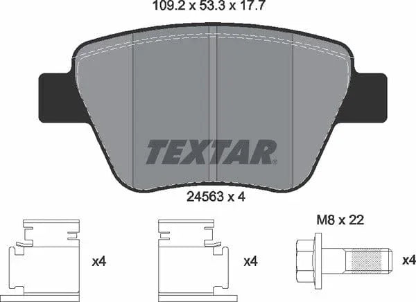 Textar Brake Pads Full Set Of 4 Rear With Brake Caliper Screws With Accessories 2456301 - OEM Quality Replacement - image 5
