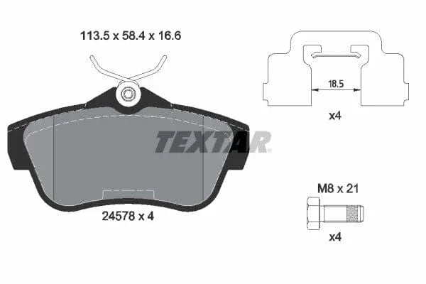 Textar Brake Pads Full Set Of 4 Rear With Brake Caliper Screws With Accessories 2457801 - image 4