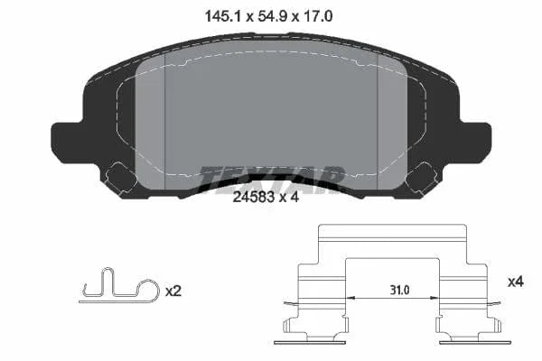Textar Brake Pads Full Set Of 4 Front 2458301 - image 4