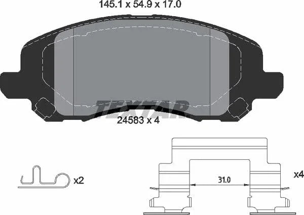 Textar Brake Pads Full Set Of 4 Front 2458301 - image 5