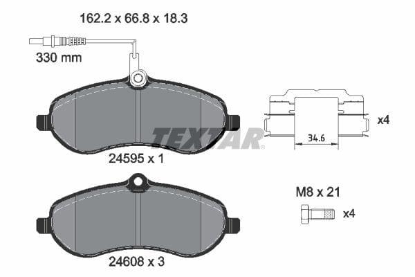 Textar Brake Pads Full Set Of 4 Front With Brake Caliper Screws With Accessories 2459501 - image 4