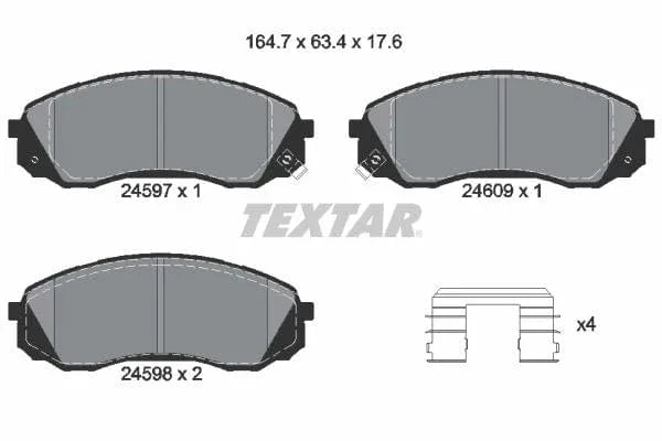 Textar Brake Pads Full Set Of 4 Front With Accessories 2459701 - image 4