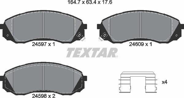 Textar Brake Pads Full Set Of 4 Front With Accessories 2459701 - image 5