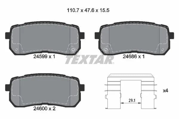 Textar Brake Pads Set Brake Pads Full Set Of 4 Rear 2459901 - image 4