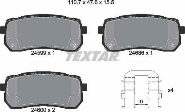 Textar Brake Pads Set Brake Pads Full Set Of 4 Rear 2459901 - image 5
