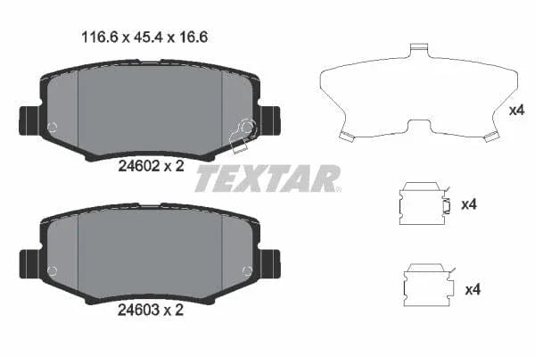 Textar Brake Pads Full Set Of 4 Rear With Accessories 2460201 - image 4